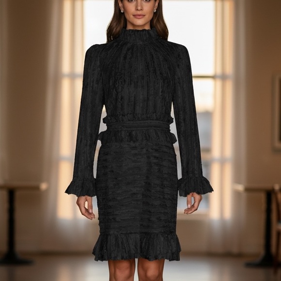 Dresses & Skirts - Stunning Feathered Ruffle Dress The Alessea
